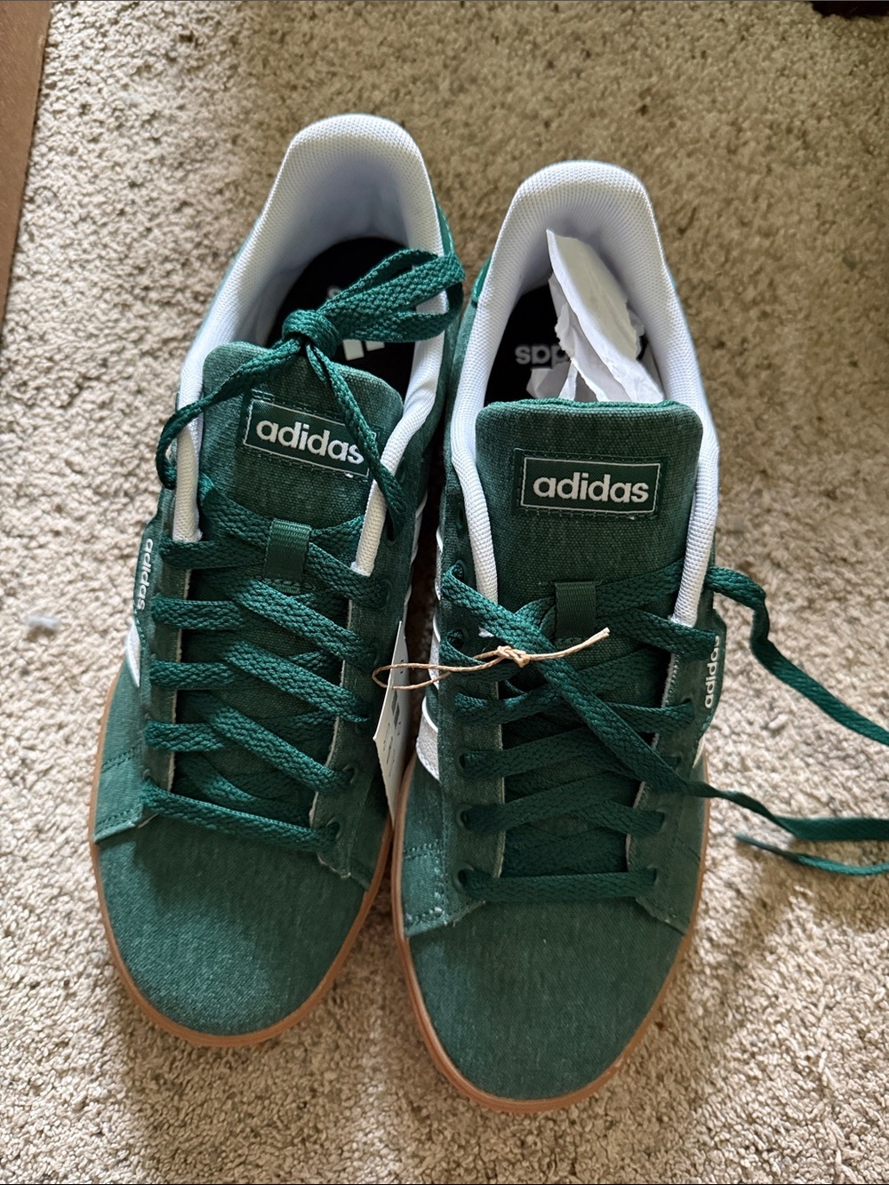 adidas Green Canvas Low-Top Tennis Shoe with Gum Sole - Picture 3 of 3